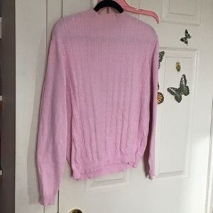 Elegant Light Pink Women's Cable Knit Sweater cotton